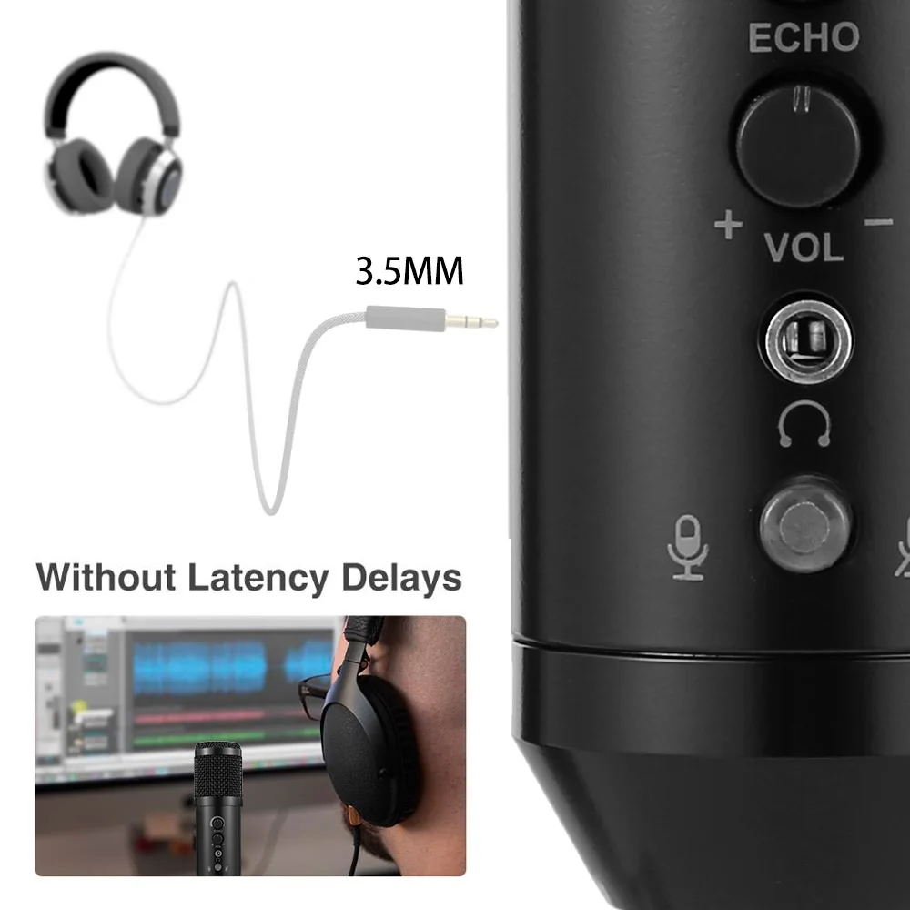 

Type-B Terminal Condenser Microphone 3.5MM USB For Live Games Home Recording YouTube And Nico Live Broadcasting