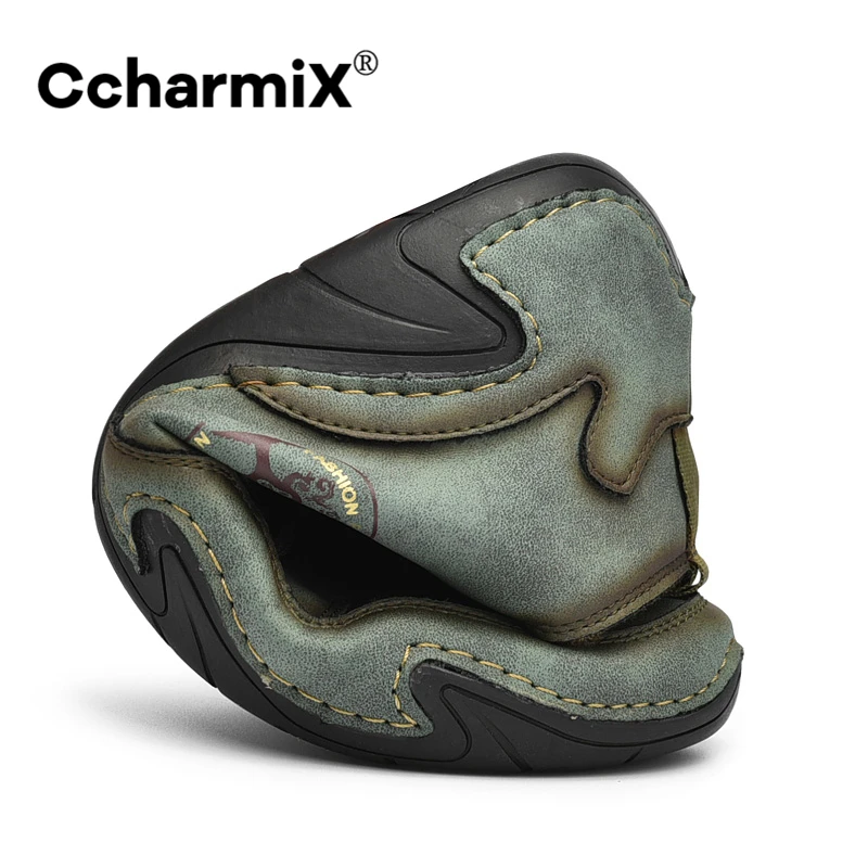 

CcharmiX Big Size 47 48 Men Boots Shoes Leather Fashion Shoes For Males Handmade Ankle Boots Warm Winter Socks Boots With Fur