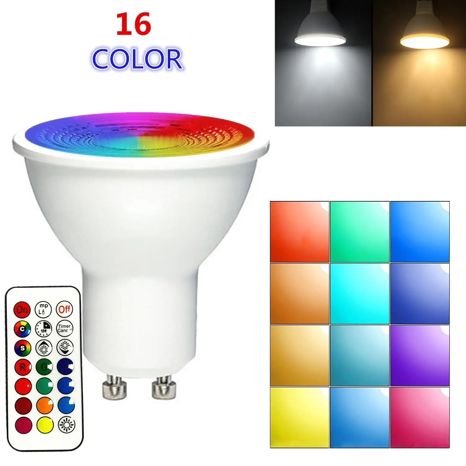 

Светодиодная лампа GU10, RGB-подсветка, 3 Вт, с пультом дистанционного управления