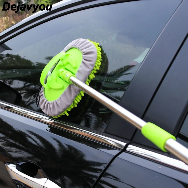 

New Retractable Three-section Car Wash Mop Wax Brush Dust Dust Duster Wipe Car Cleaning Car Wash Brush-mop Pole + Mop Head