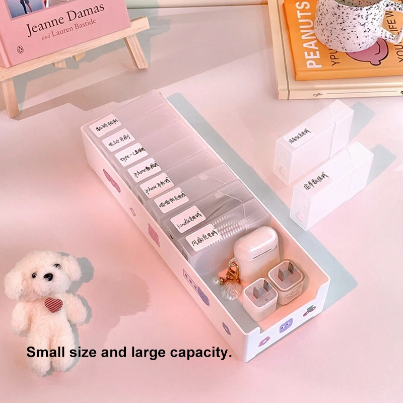 

Data Cable Storage Box Divided Grid Japanese Room Artifact Office Desktop U Disk Charging Cable Cosmetic Finishing Organizer