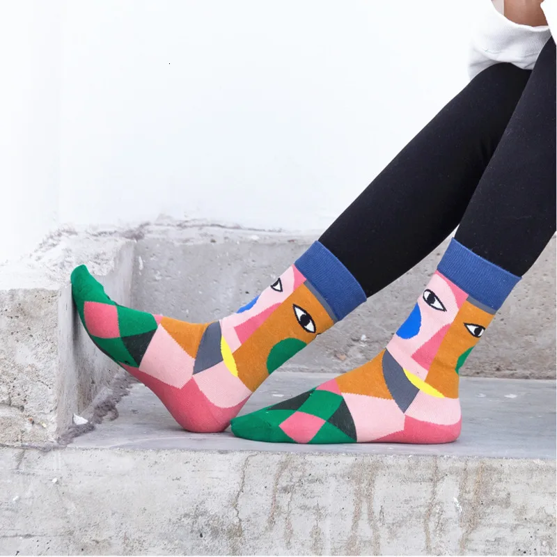 Зимние Модные персональные носки для мужчин и женщин с натуральным рисунком Happy