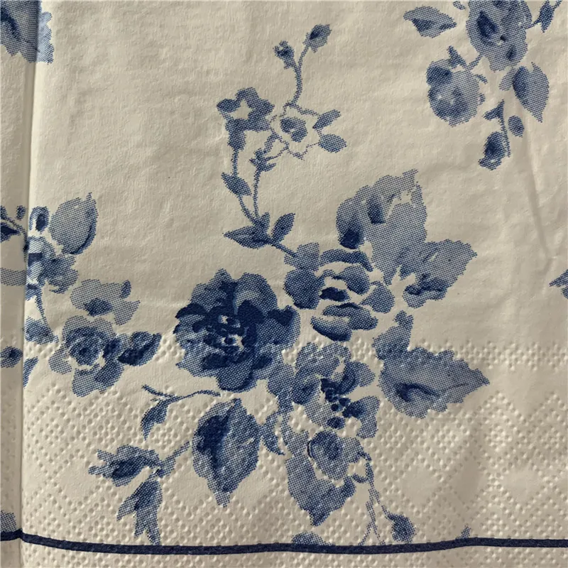 20 винтажных салфеток для стола бумажные Элегантные салфетки цветочный синий