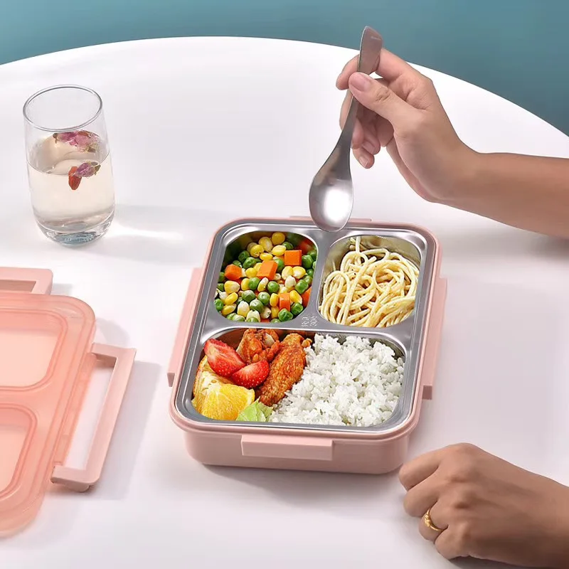 1000ml / 1600ml stainless steel 304 lunch box partition, leakproof insulation, adult and child meal prep microwave oven food box