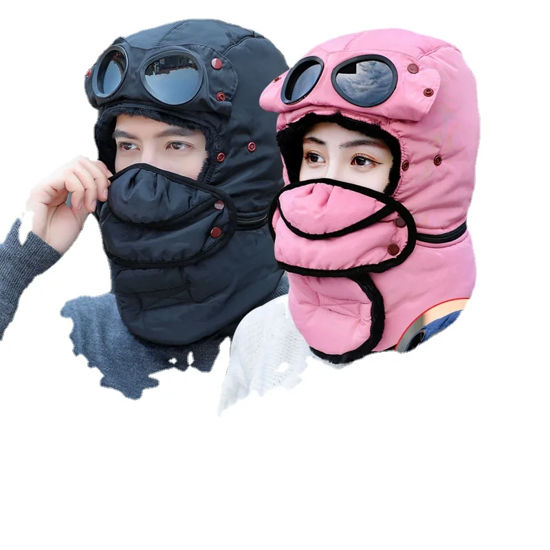 

Ushanka Women Winter Outdoors Cold Protection Thickening Fleece-Lined Hat Thermal Cotton Hat Windproof Neck Protection Men