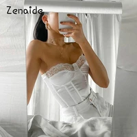 zenaide off shoulder strapless slip crop top women summer corset back zip satin silk women sexy crop tops