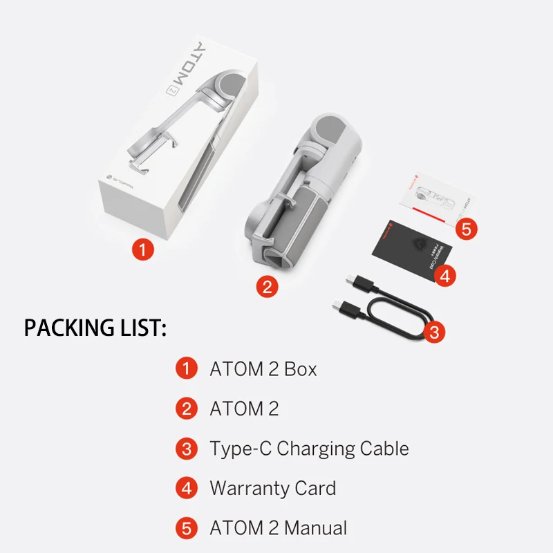 Snoppa ATOM2 3 х позиционный ручной карданный стабилизатор Беспроводная селфи Палка с