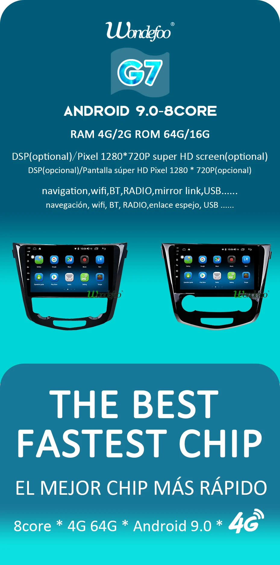 1280P ips Android 9,0 Carplay 64G Автомобильный gps радио для Nissan X-Trail 3 T32 2013- Qashqai J10 J11 мультимедиа без DVD плеера