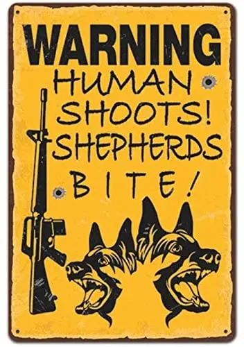 

Warning Dog Vintage Style Metal Sign Iron Painting for Indoor & Outdoor Home Bar Coffee Kitchen Wall Decor 8 X 12 Inch