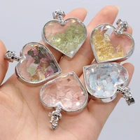 wishing bottle natural stone pendant heart shape rose quartz aquamarine pendant for making jewerly necklace gift size 32x32mm