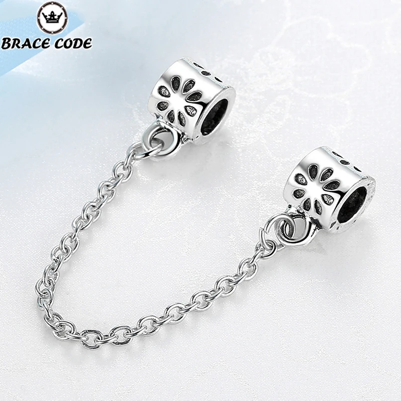 Серебряный цвет очарование классический снежный узор цепь безопасности