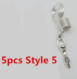 5pcs Style 5 5 шт./упак. Серебряный спиральный провод в оболочке разных 5 видов стилей браслеты с подвесками, подвязанные лентой, с объемной волной, дредлоки, для увеличения объема, бусины зажимы манжеты аксессуар - Цвет: 5pcs Style 5