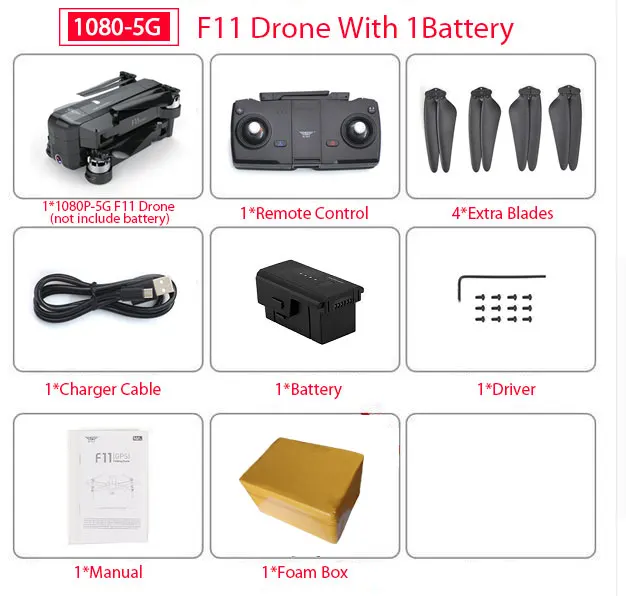 F11 1B Foam Box SJRC F11 PRO gps Дрон с Wifi FPV 1080 P/2 K HD камера F11 бесщеточный Квадрокоптер 25 минут время полета складной Дрон Vs SG906 - Цвет: F11 1B Foam Box