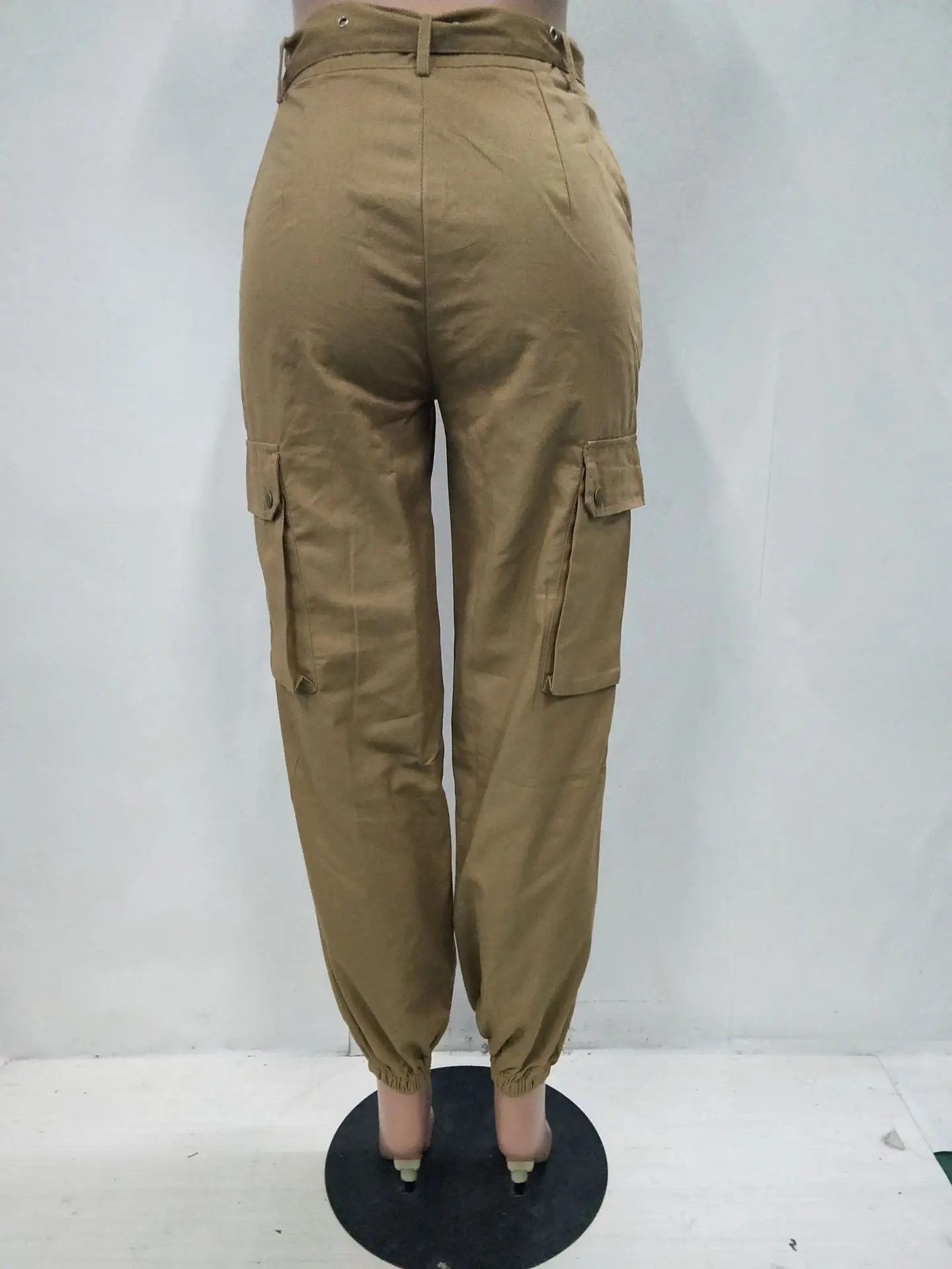 

A&BHelenss Summer Female Fashion Workwear Pants Solid Color with Waistband Pocket Mid-waist Calf Pants Casual Work Pants