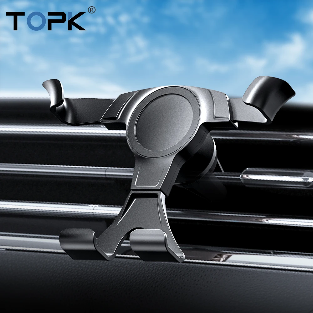 Автомобильный держатель TOPK Gravity для телефона в автомобиле, крепление на вентиляционное отверстие, держатель для мобильного телефона, подставка для сотового телефона, поддержка для iPhone X 7 samsung