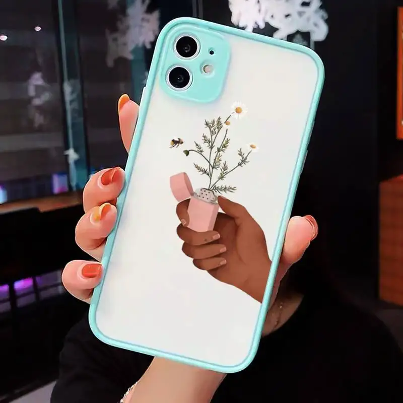 

Finger Art Aesthetic Hand luxury Phone Cases shell matte transparent For iphone 7 8 11 12 plus mini x xs xr pro max cover