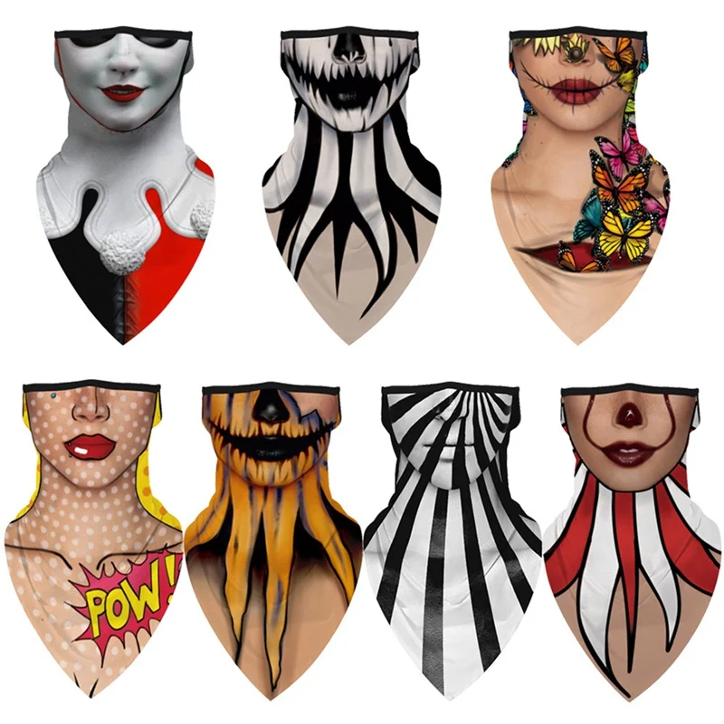 

3D Clown Print Fishing Motorcycle Bicycle Bandana Tube Head Scarf Neck Gaiter Face Shield Mouth Cover Sports Headwear