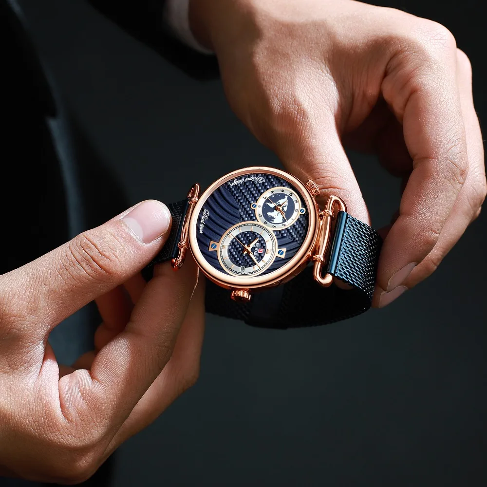 Награда часы Мужские лучший бренд класса люкс Dual Time Zone деловые водонепроницаемые
