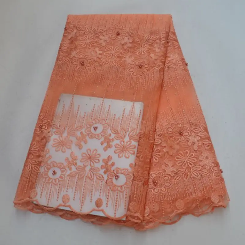 

T044 2019 Embroidered Nigerian Laces Fabric African Wedding Lace Fabric Bridal High Quality French Tulle Lace Fabric For Party