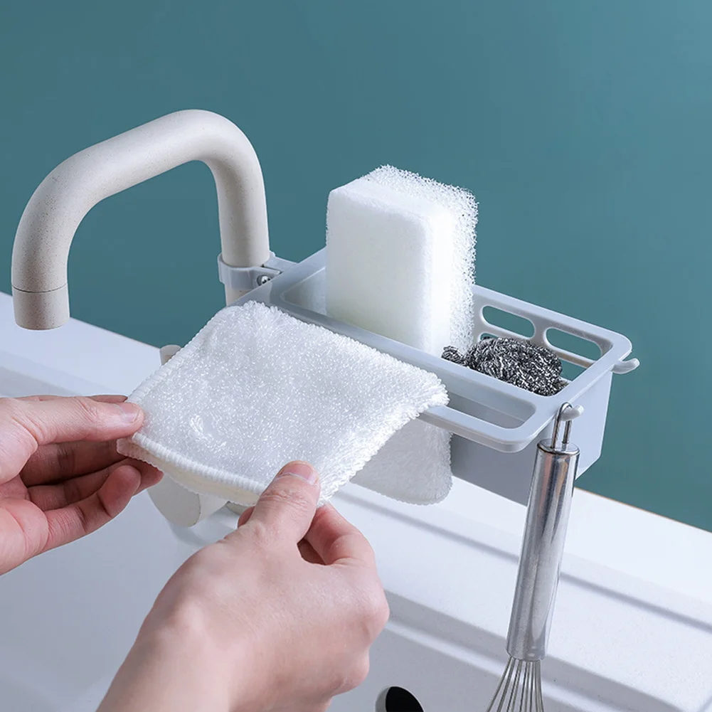 Drain Hole Lightweight Space Saving Dishcloth Plastic Storage Rack Easy Install With Hook Hanging Drying Bathroom Faucet Clip | Дом и сад