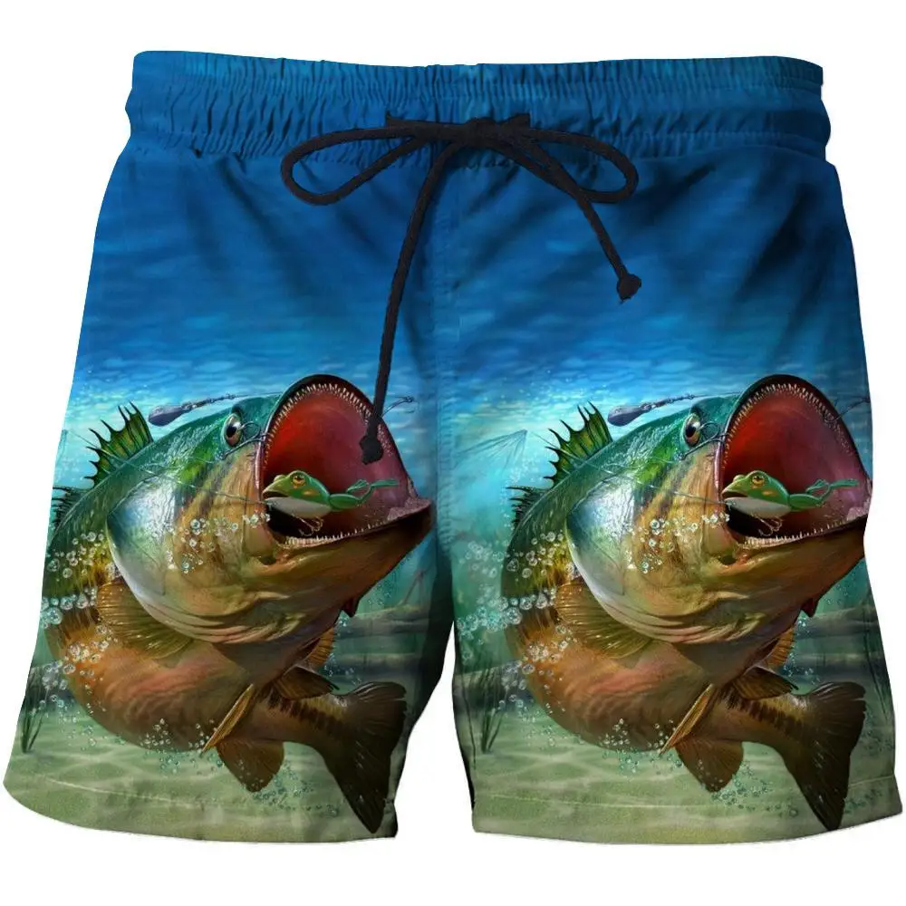 Быстросохнущие летние мужские пляжные шорты 3d Fish трусы для плавания Шорты