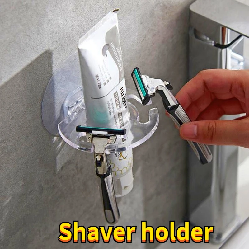 

1PCS Bathroom Accessories Toothbrush Organizer Razor Shaver Holder Storage Rack Self-adhesive Wall-sucking Razor Holder