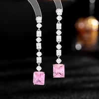 light luxury high sense super flash temperament silver needle earrings female long earrings geometric square earrings ly111