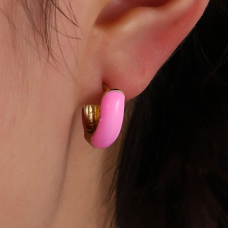 

Simple Multicolor Enamel Earrings for Woman 2021 Trend Personality Round Circle Ear Rings Femme Gift Fashion Jewelry