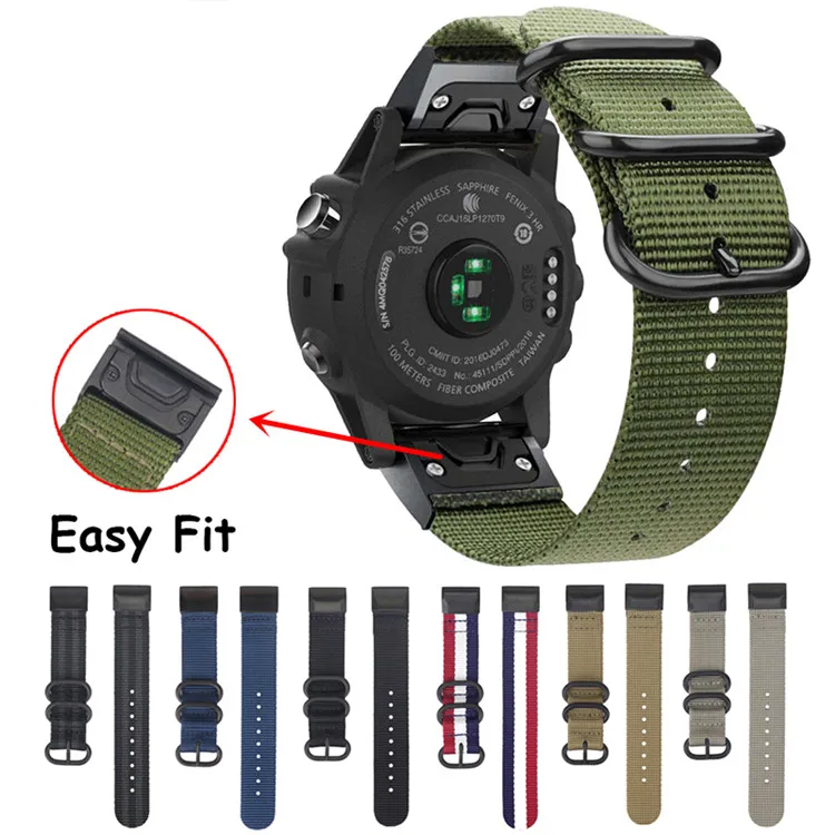 26 22 мм ремешок для часов Ремешок для Garmin Fenix 5 5X3 3 HR Fenix 6X6 6S S60 MK1 часы Quick Release нейлон Easyfit ремешок на запястье