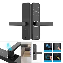 Digital Fingerprint Door Lock Finger ID Smart Card, Passcode, Echanical Key Security Keypad Lock for Office Apartment Bedroom