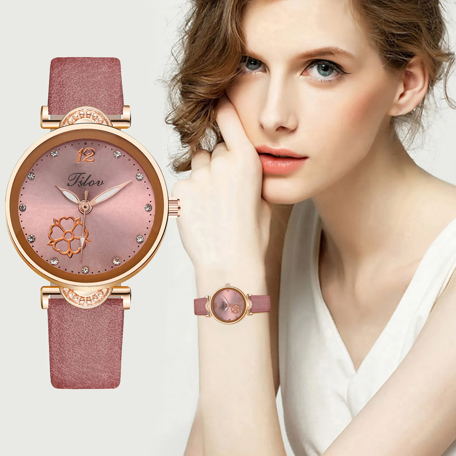 

Watches Women Fashion Quartz Wristwatches 2021 Pink Lady Watch For Woman Luxury Brand Digital Wrist Watch For Girls Reloj Mujer