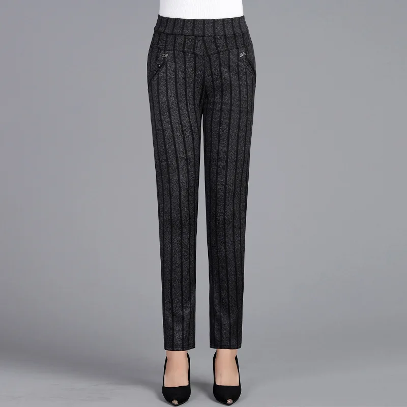 Брюки-султанки Missmeow женские в полоску повседневные тонкие черные офисные