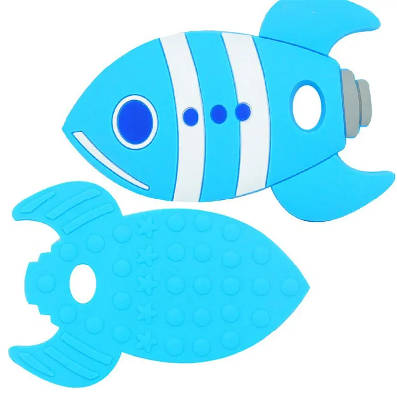 5PCS Silicone Big Rocket Fish Teether BPA Free Food Grade Silicone Teether DIY Teething Necklace Toy