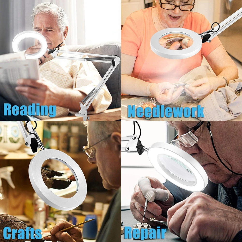 

2021 LED 6x Magnifier Table Lamp Cold Light Repairing Clamp Table Lamp Modern Lamp Flexible for Student Reading