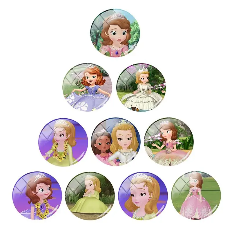 

Disney Sofia The First Character Printing Image Round Glass Cabochon Dome Cartoon Charms Flat Bottom DIY Making Jewelry FWN780