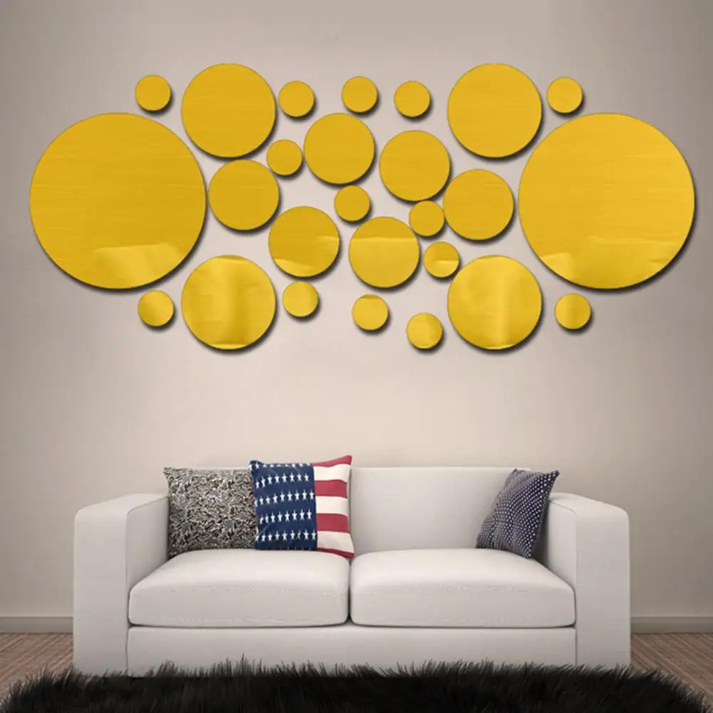 

2 Colors 26Pcs/Set Fashion Wall Modern Mural Decals Round Wall Decals Waterproof for Bedroom