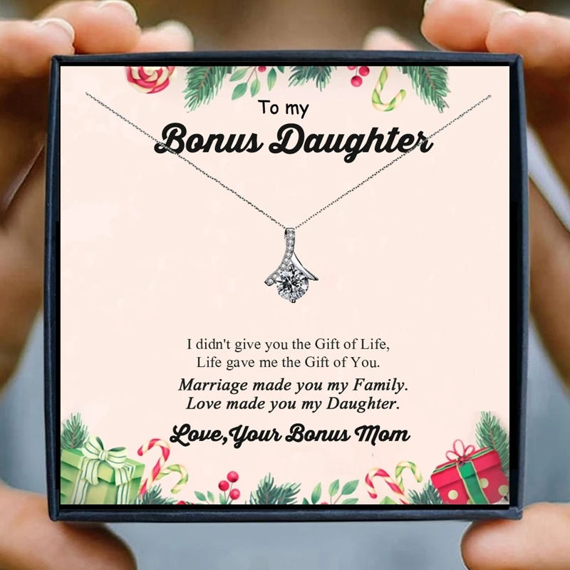 

Bonus Daughter Necklace for Women Fashion Mother Necklace Femal Heart Pendant Necklaces Women Jewelry Christmas Birthday Gifts