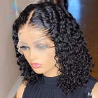 Малазийский кудрявый короткий парик из T-образных частей, парик из человеческих волос, предварительно выщипанный для черных женщин, волосы без повреждения кутикулы 200, плотность 13X6, парик на сетке