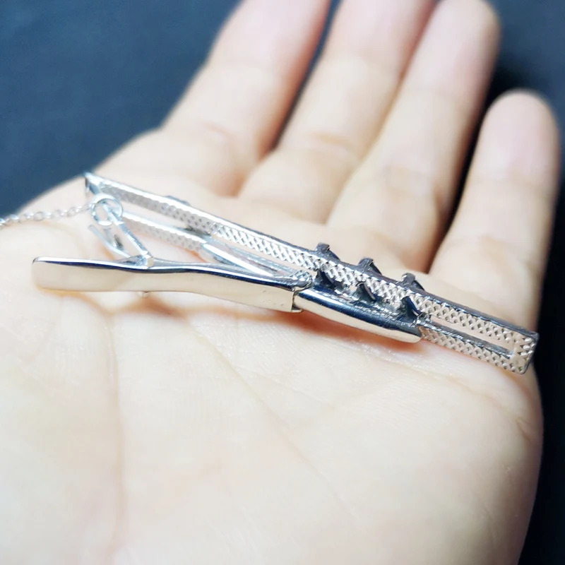 Мужской зажим для галстука с сапфиром натуральный сапфир бесплатная доставка