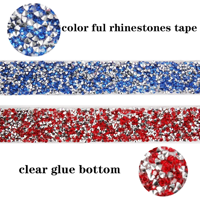 Top Quality Hot Fix Rhinestones Decorative Tape AB Crystal Flatback Trim for Cloth Art DIY Decoration Crafts 1.5cm/2.5cm 80cm |