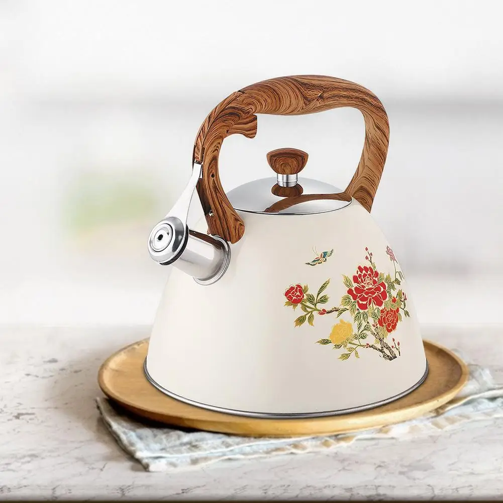 

New 3L Stainless Steel Whistling Tea Kettle Food Grade Tea Pot With Heat-Proof Handle Stovetop For All Heat Sources Stovetops
