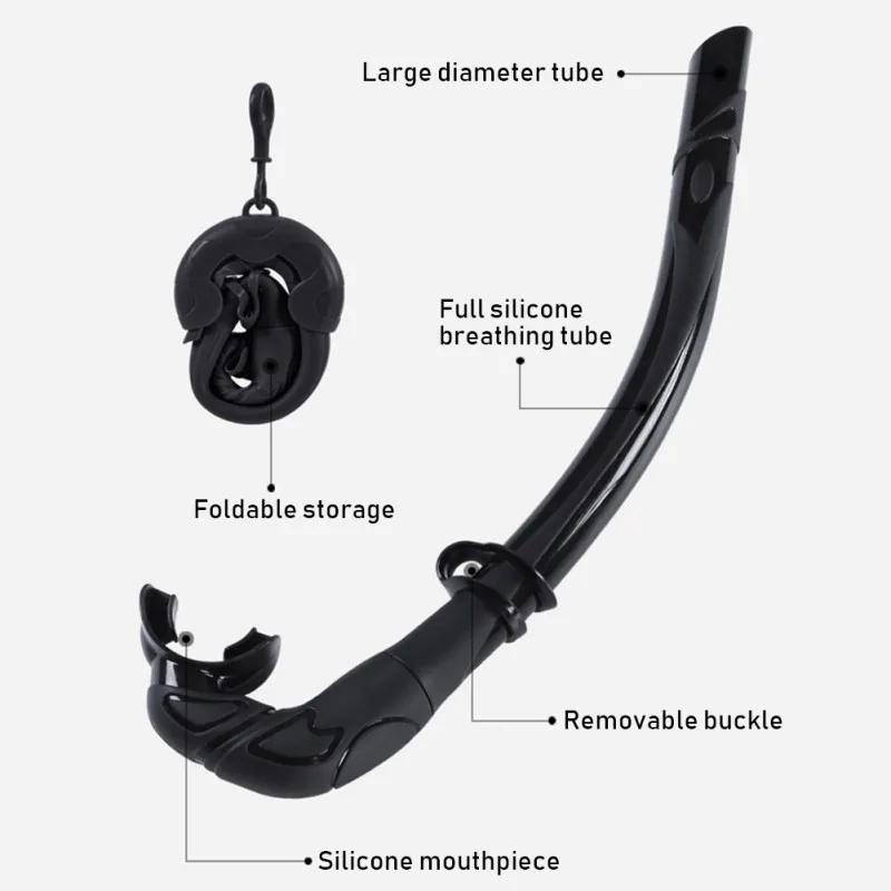

Silicone Foldable Snorkel Tube Snorkel with Compact Storage Case Women Men Roll Up Snorkel Wet Breathing Tube For Snorkeling