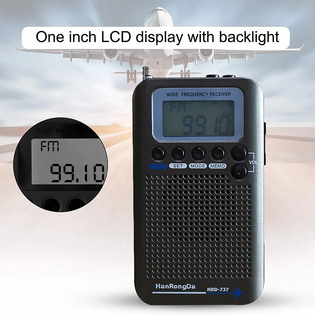 Портативный радиоприемник FM/AM/SW/ CB/Air/VHF с перезаряжаемым ЖК дисплеем и