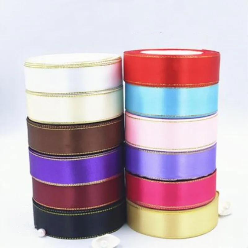 25 мм золотой край ленты для волос банты Подарочная упаковка DIY ручной работы