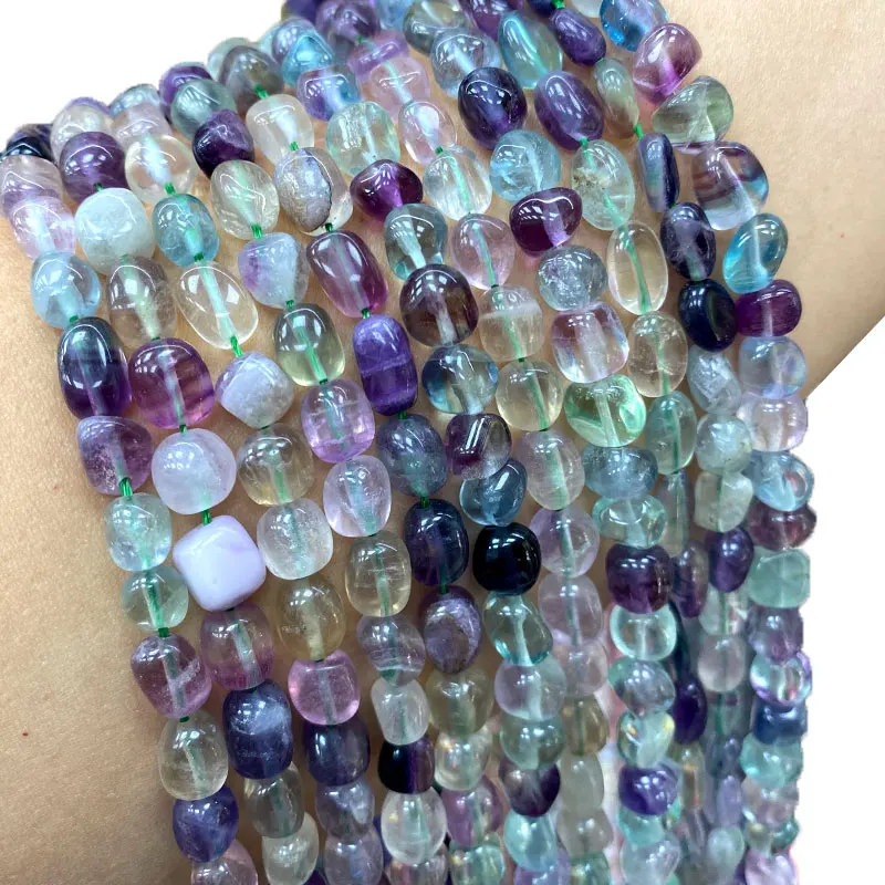 

Fine 100% Natural Stone Colorful Fluorite Irregular Gravel Gemstone Spacer Beads For Jewelry Making DIY Bracelet Necklace