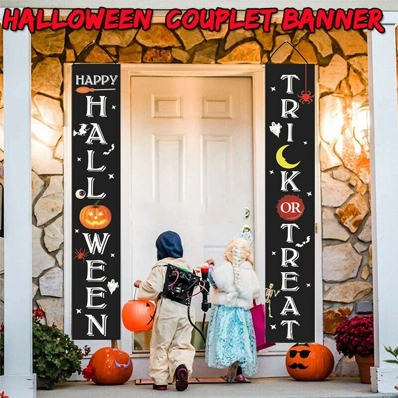 2 шт. на Хэллоуин с надписью Trick OR Treat двери изображением куплета фестиваль тыквы