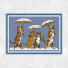 Набор для вышивки с изображением котенка под зонтиком, Картина на холсте 11 карат 14 карат, Детская вышивка, рукоделие сделай сам для начинающих