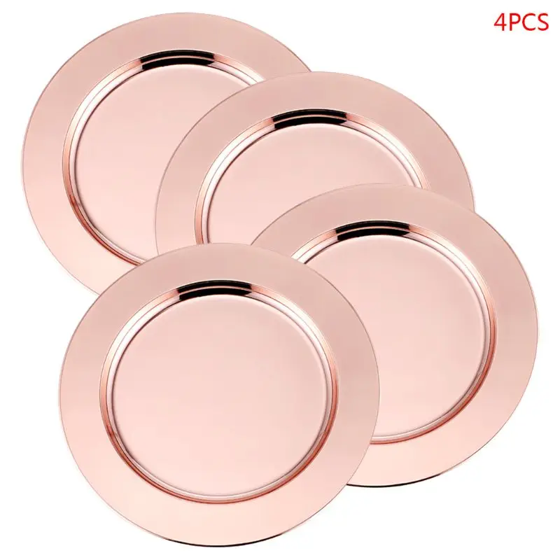 Rose Gold 4 шт. нержавеющая сталь барбекю столовая плоская тарелка блюдо салат фрукты еда контейнер M6CE - Цвет: Rose Gold