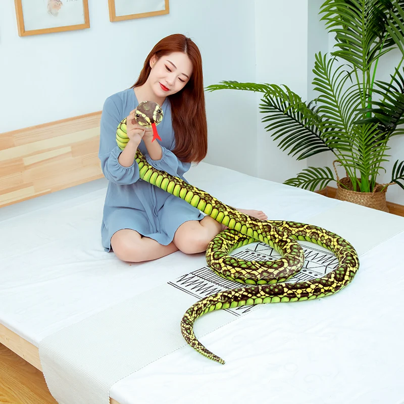 

New 2021 3M Simulation Golden Cobra and Python Snake Plush Toys Dolls Soft Animal Stuffed Toy for Kids Children Creative Toys