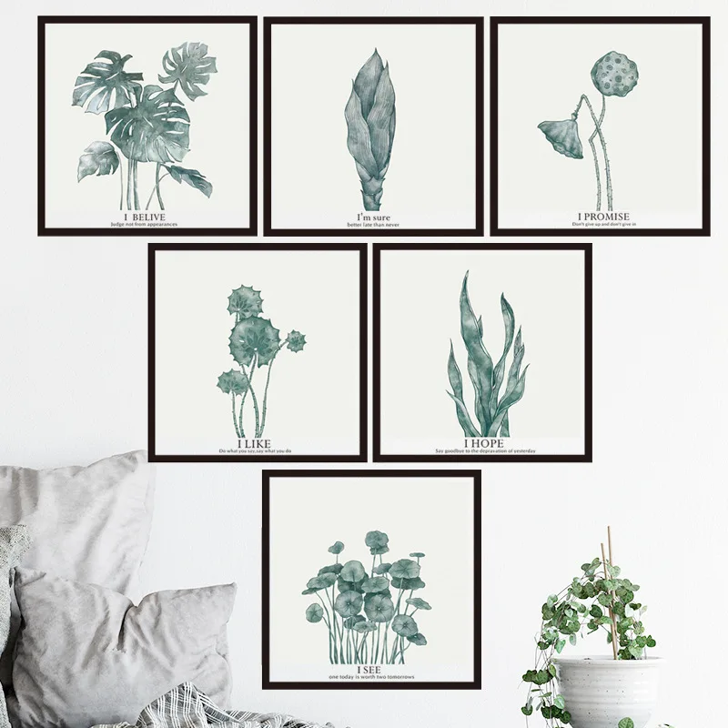 

Nordic Style Plant Wall Sticker Bedroom Living Room Sofa Backdrop Decal Home Decor Aesthetic Self Adhesive Wallstickers Art